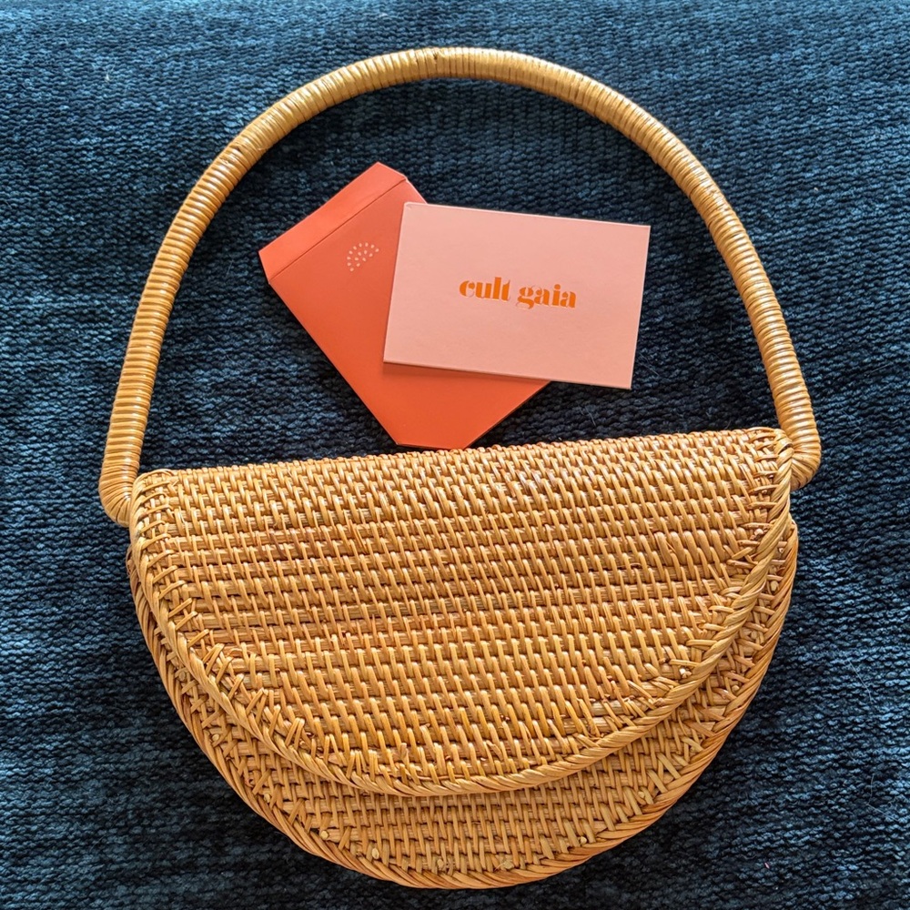 Cult Gaia Woven Tan Shoulder Bag